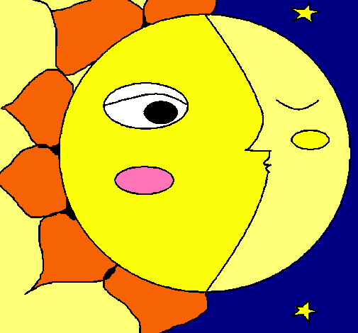 Dibujo Sol y luna 3 pintado por brujita99