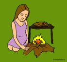 Dibujo Mujer cocinando pintado por eunice