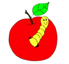 Dibujo Manzana con gusano pintado por maryann