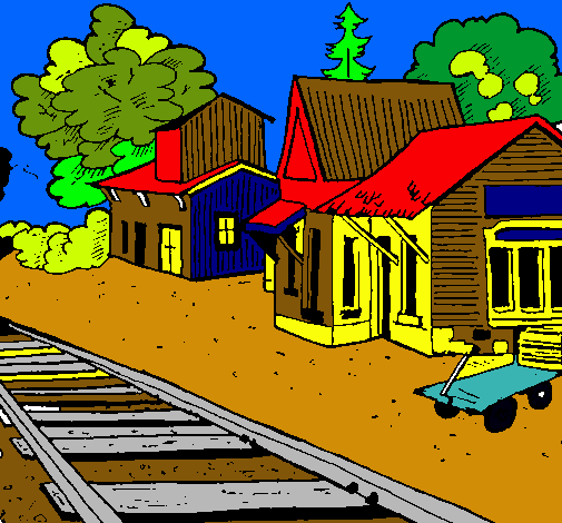 Dibujo Estación de tren pintado por cecilita