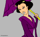Dibujo Geisha con paraguas pintado por dayana