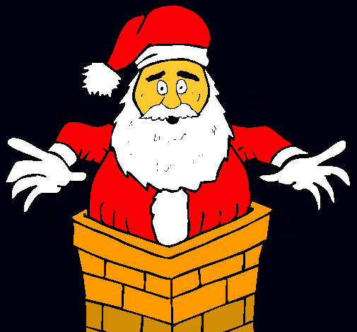 Dibujo Papa Noel en la chimenea pintado por guillem