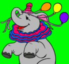 Dibujo Elefante con 3 globos pintado por rake 