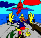 Dibujo Cigüeña en un barco pintado por kelly