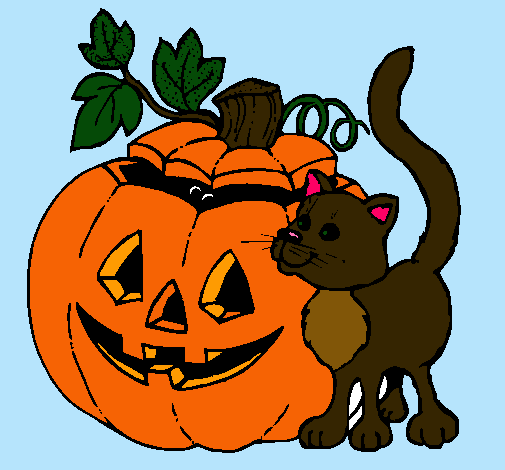 Calabaza y gato