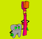 Dibujo Muela y cepillo de dientes pintado por MARIONA