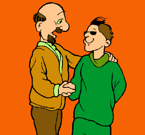 Padre e hijo se estrechan la mano