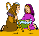 Dibujo Adoran al niño Jesús pintado por Margarita