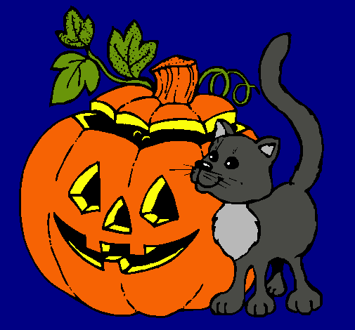 Calabaza y gato