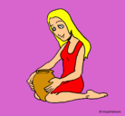 Dibujo Mujer y jarrón pintado por aitana
