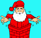 Dibujo Papa Noel en la chimenea pintado por sataclos