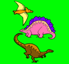 Dibujo Tres clases de dinosaurios pintado por ABELOSAURIOS