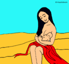 Dibujo Madre con su bebe pintado por estelluna