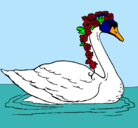 Dibujo Cisne con flores pintado por toto