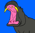 Dibujo Hipopótamo con la boca abierta pintado por benat