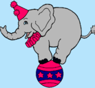 Dibujo Elefante encima de una pelota pintado por amalia