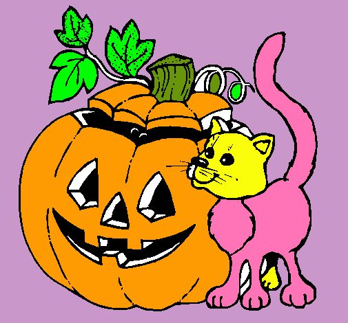 Calabaza y gato