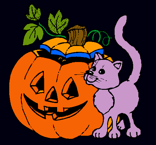 Calabaza y gato