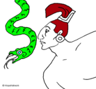 Dibujo Serpiente y guerrero pintado por lledo