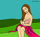 Dibujo Madre con su bebe pintado por nahomi