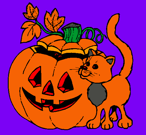 Calabaza y gato