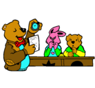 Dibujo Profesor oso y sus alumnos pintado por brigget