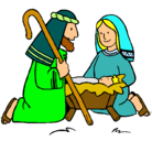 Dibujo Adoran al niño Jesús pintado por Junkal
