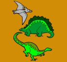 Dibujo Tres clases de dinosaurios pintado por gadielx