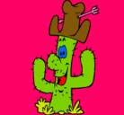Dibujo Cactus con sombrero pintado por JONE