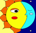 Dibujo Sol y luna 3 pintado por corazon