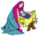 Dibujo Nacimiento del niño Jesús pintado por radela