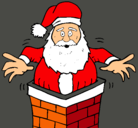 Dibujo Papa Noel en la chimenea pintado por Bego
