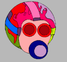 Dibujo Tierra con máscara de gas pintado por ANALIA