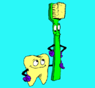Dibujo Muela y cepillo de dientes pintado por yoselyn