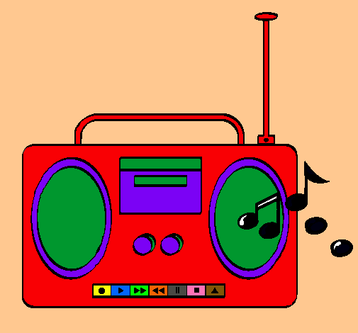 Dibujo Radio cassette 2 pintado por paloma