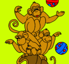 Dibujo Monos haciendo malabares pintado por amalia