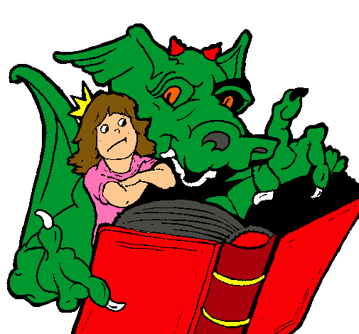 Dragón, chica y libro