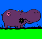 Dibujo Hipopótamo con flores pintado por esnupi