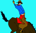 Dibujo Vaquero en caballo pintado por vaquero