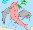 Dibujo Delfines jugando pintado por halotaly