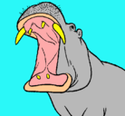 Dibujo Hipopótamo con la boca abierta pintado por ulises