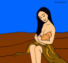 Dibujo Madre con su bebe pintado por valita