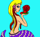 Dibujo Sirena y perla pintado por marta