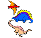Dibujo Tres clases de dinosaurios pintado por abelosaurios