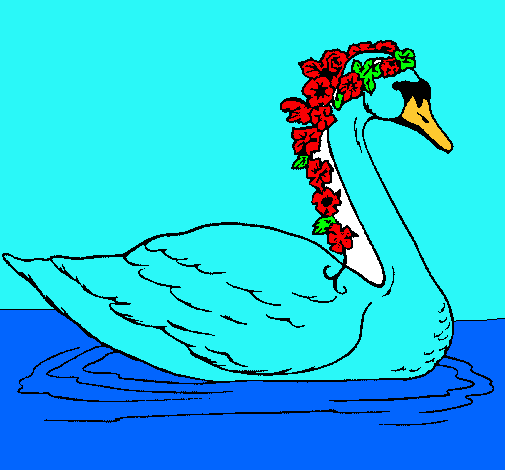 Cisne con flores