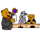 Dibujo Profesor oso y sus alumnos pintado por rossana