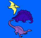 Dibujo Tres clases de dinosaurios pintado por marcos