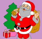 Dibujo Santa Claus y un árbol de navidad pintado por cari