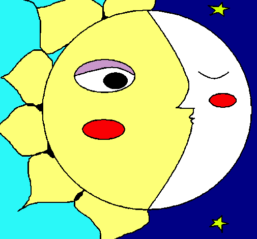 Dibujo Sol y luna 3 pintado por coffy