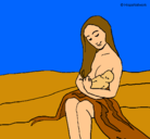 Dibujo Madre con su bebe pintado por valita